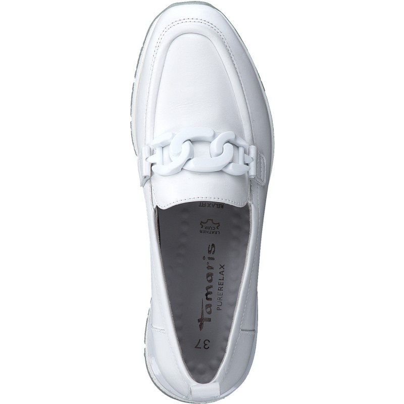 Дамски равни обувки Tamaris Comfort Lining естествена кожа бели
