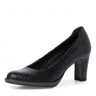 Дамски обувки на среден ток Tamaris  F 1/2 естествена кожа мемори пяна ANTISLIDE черни