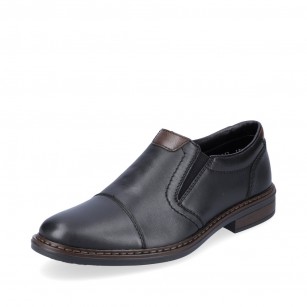 Мъжки кожени обувки без връзки Rieker Antistress черни 17659-00