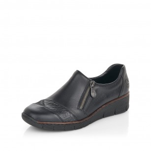 Дамски обувки естествена кожа  Rieker ANTISTRESS 53761-00 черни