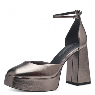 Дамски елегантни обувки  на ток Tamaris Touch It сребристи