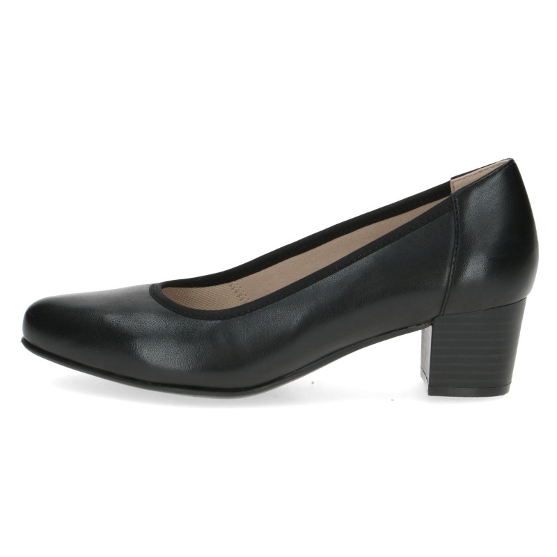 Дамски обувки на  среден ток Caprice CLIMOTION® естествена кожа черни
