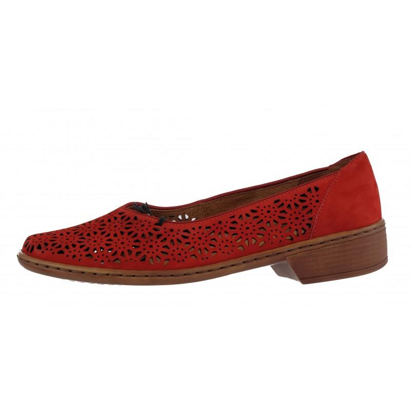 Дамски обувки на нисък ток естествена кожа Jenny by Ara червени ширина H 