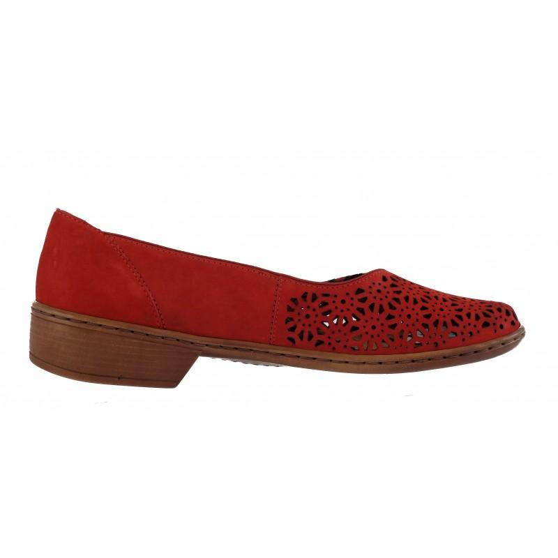 Дамски обувки на нисък ток естествена кожа Jenny by Ara червени ширина H 