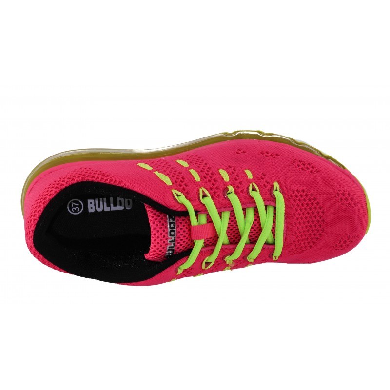 Дамски маратонки с връзки Bulldozer розови/жълти 