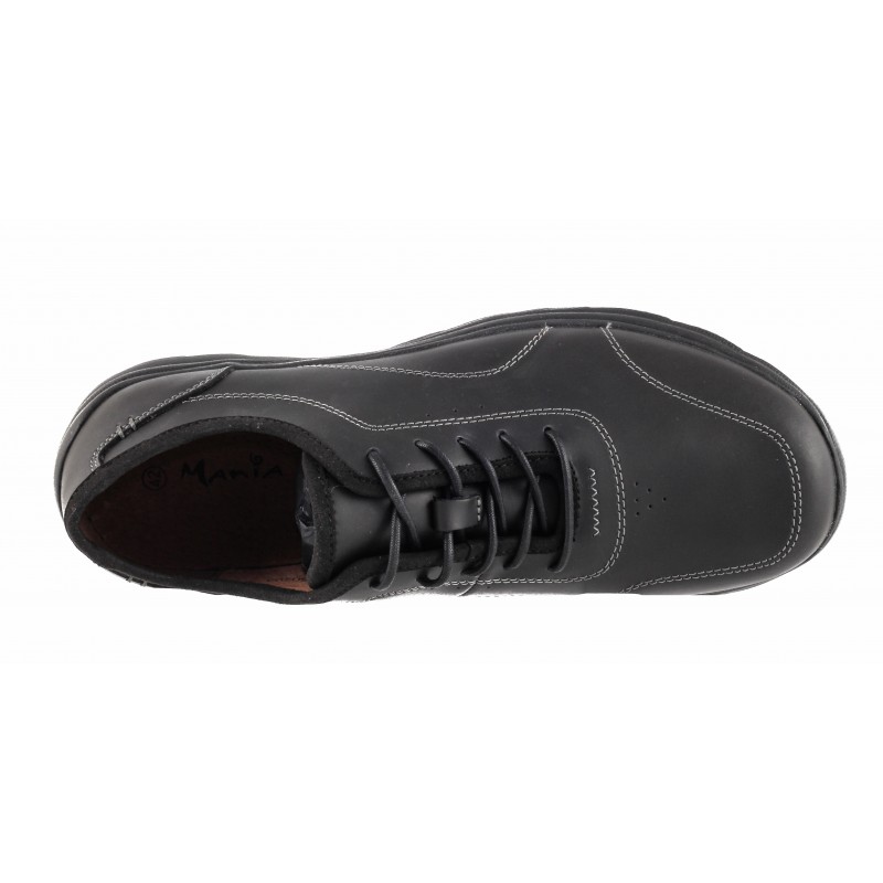 Мъжки обувки от естествена кожа с връзки Mania черни