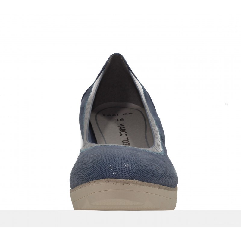 Дамски обувки на платформа сини Marco Tozzi мемори пяна