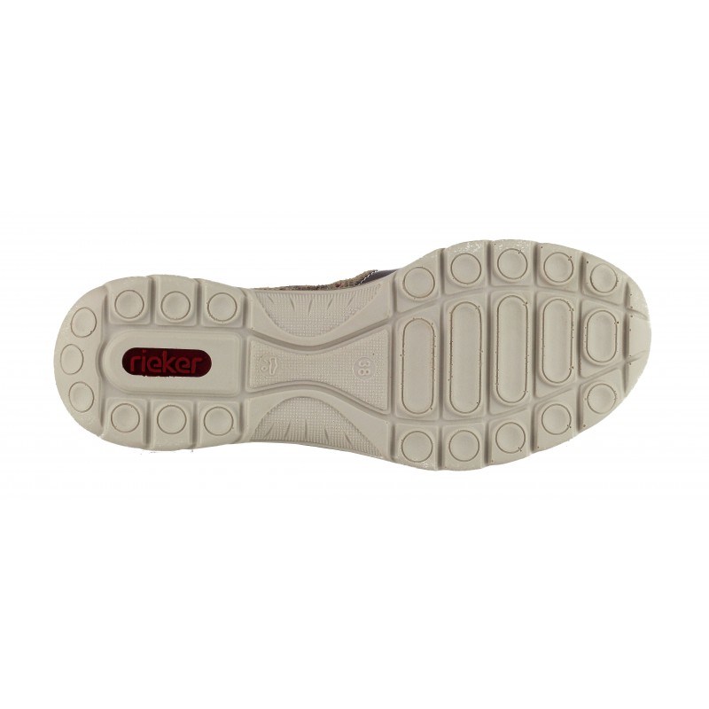 Дамски спортни обувки естествена кожа Rieker ANTISTRESS MemoSoft бежови/принт