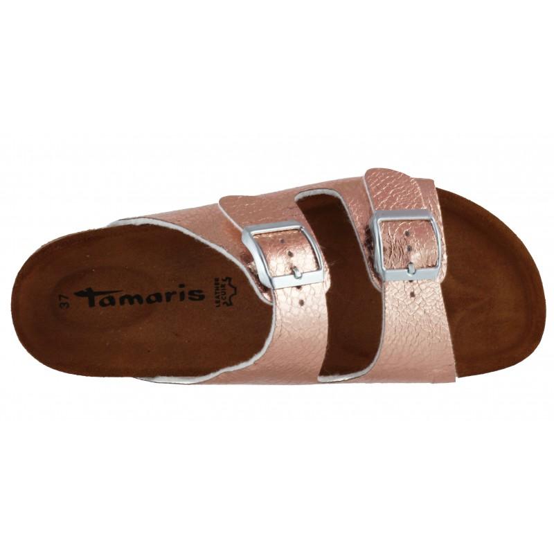 Дамски анатомични чехли с мемори пяна Tamaris розов металик