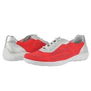 Дамски спортни обувки с връзки Remonte корал/бели