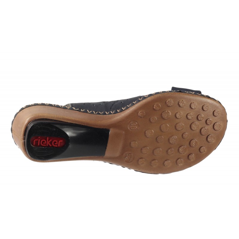 Дамски сандали естествена кожа Rieker сини 66178-14
