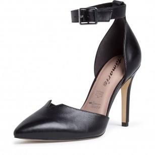 Елегантни дамски обувки на ток Tamaris естествена кожа мемори пяна черни