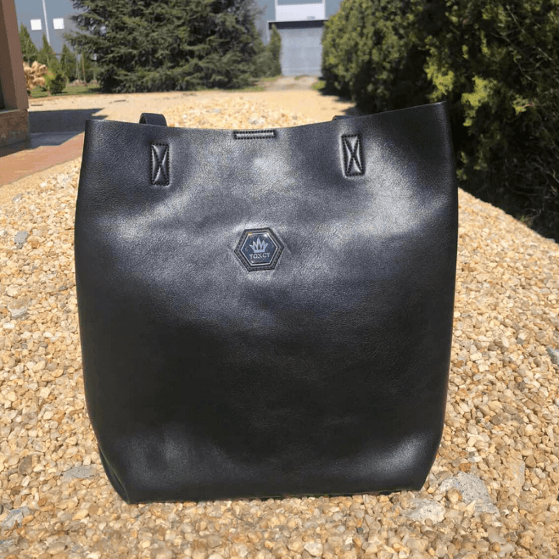 Дамска черна чанта Yoncy® естествена  кожа