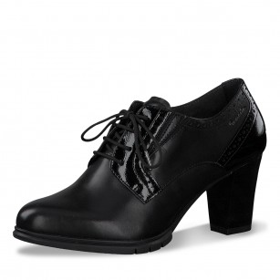 Дамски обувки на висок ток Tamaris естествена кожа черни ANTISHOKK ANTISLIDE TOUCH IT F1/2
