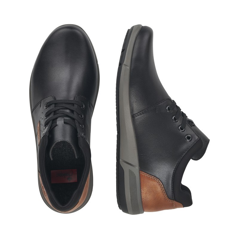 Мъжки ежедневни обувки с връзки естествена кожа Rieker B0920-00 черни