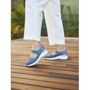 Дамски обувки естествена кожа Rieker ANTISTRESS N4367-14 сини