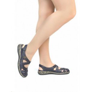 Дамски равни обувки естествена кожа Rieker ANTISTRESS 46377-14 сини