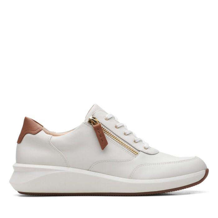 Дамски  спортни обувки Clarks Un Rio Zip естествена кожа бели
