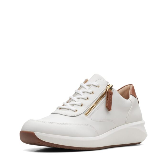 Дамски  спортни обувки Clarks Un Rio Zip естествена кожа бели