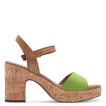 Дамски сандали на ток Marco Tozzi Feel Mе зелени/кафяви - Image 3