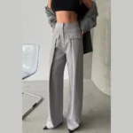 Дамски панталон Yoncy сив - Image 4