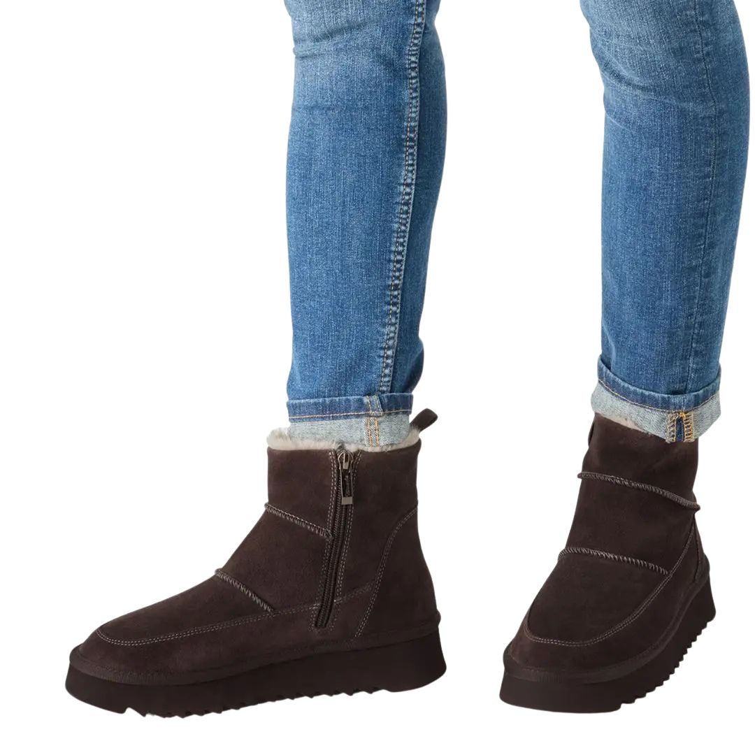 Неозаглавен дизайн Дамски боти естествен велур Tamaris кафяви - Image 1